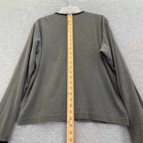 Ann Taylor Y2K Velvet Trim Cardigan L Pearl Snap Preppy Academia Old Money Vtg - Picture 7 of 8